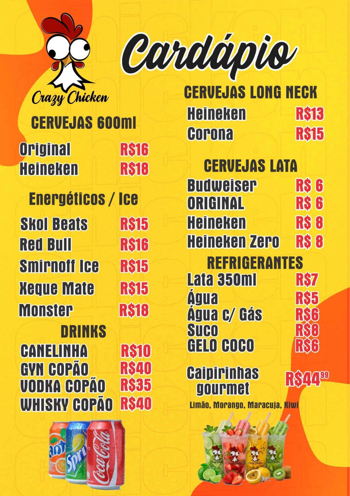 Caipirinhas gourmet Crazy Chicken